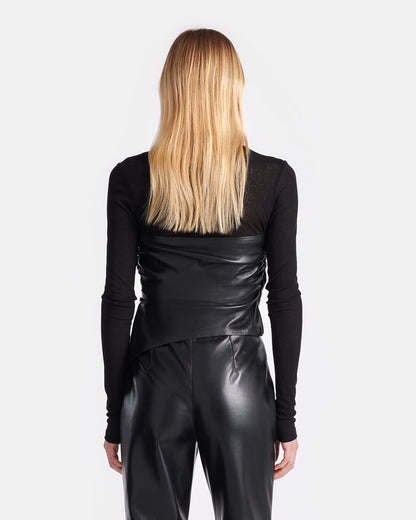 Kynlee Mixed fabric turtleneck top - Black | Nanushka