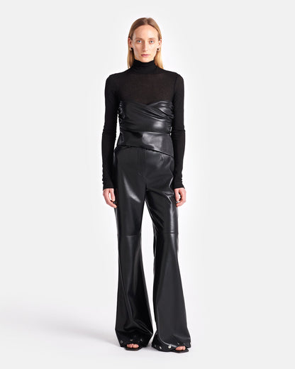 Kynlee Mixed fabric turtleneck top - Black | Nanushka