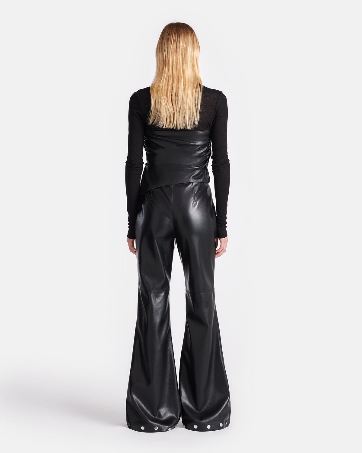 Kynlee Mixed fabric turtleneck top - Black | Nanushka