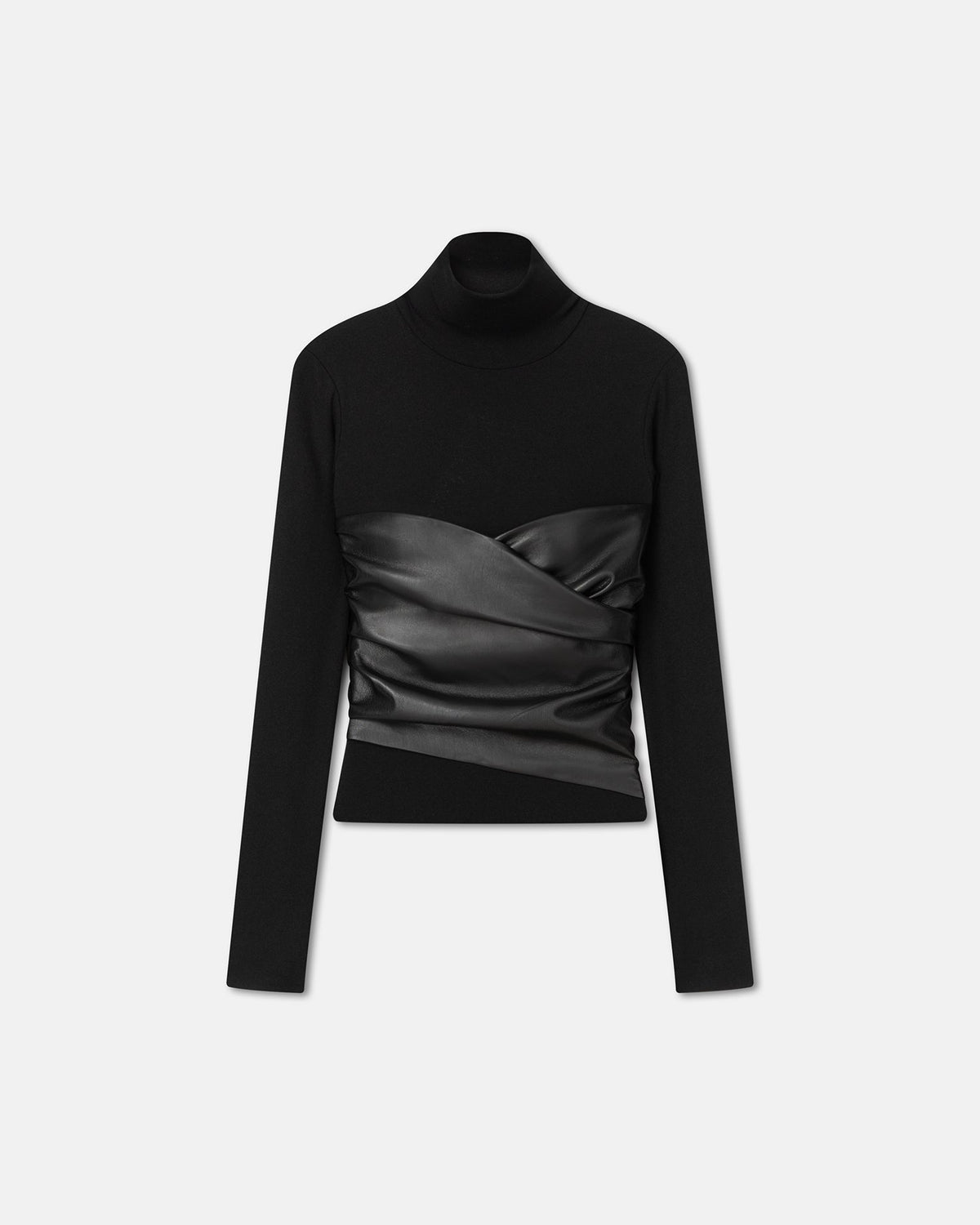 Kynlee Mixed fabric turtleneck top - Black | Nanushka