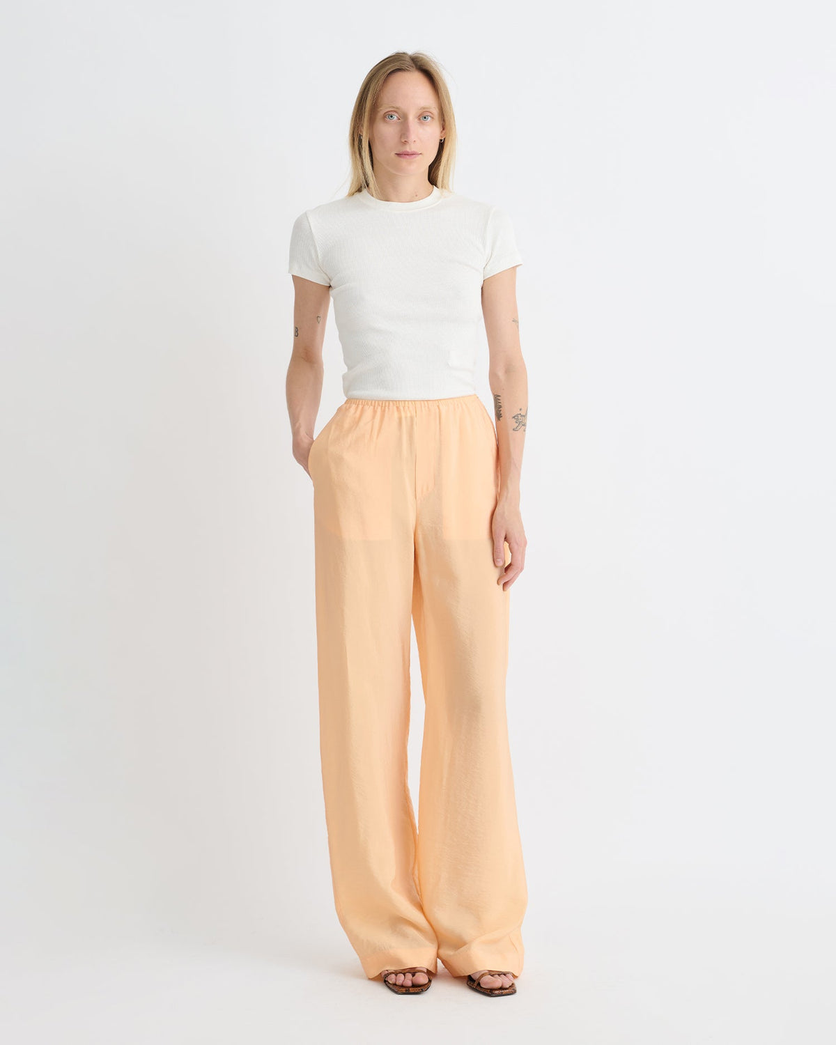 Arvenn Crepe Organza Pants - Apricot | Nanushka