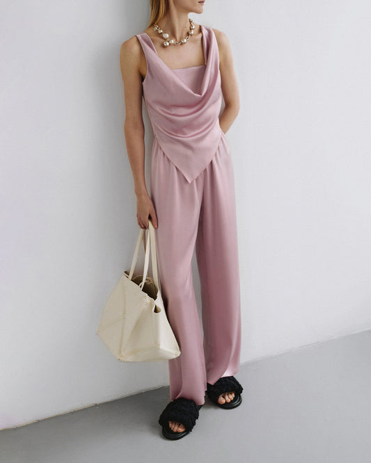 Brenda Slip Satin Pants - Dusty Pink | Nanushka