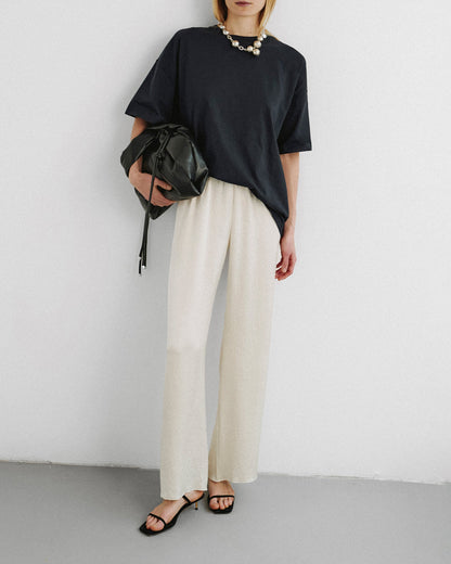 Brenda Washed Satin Pants - Ecru | Nanushka