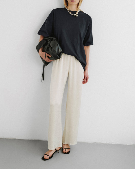 Brenda Washed Satin Pants - Ecru | Nanushka