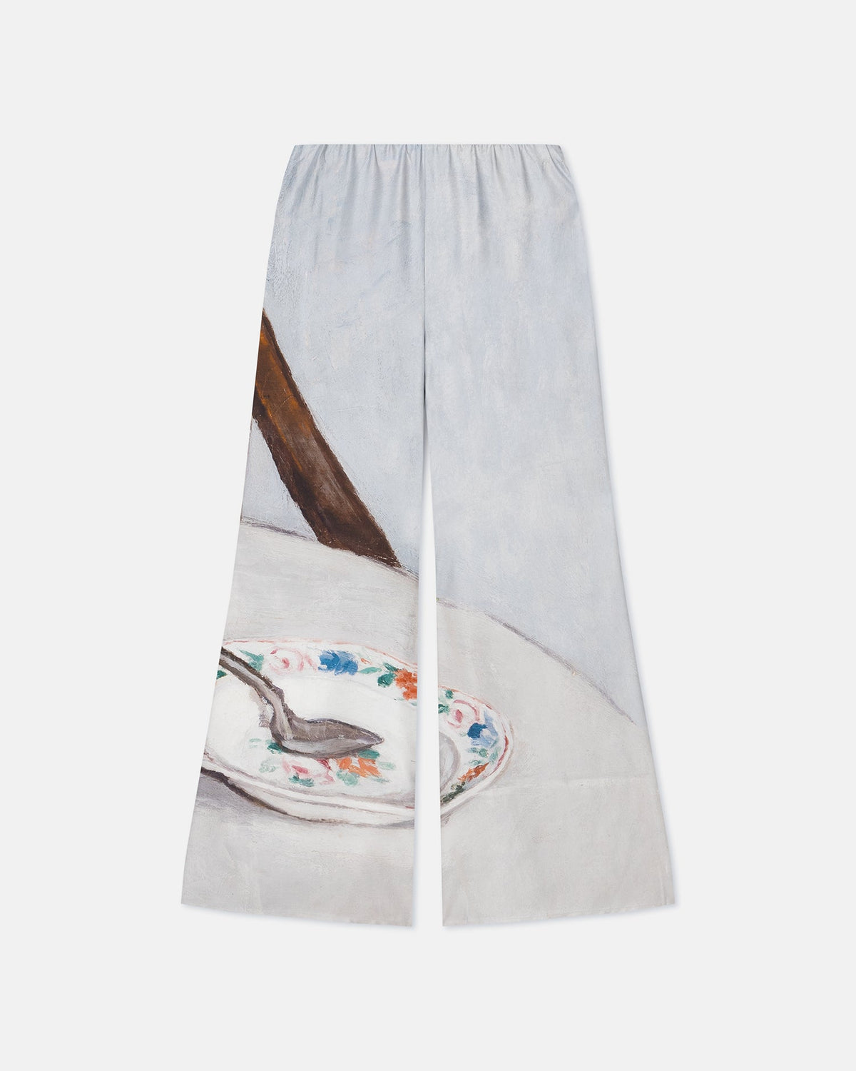Milon Printed Flared Silk Twill Pants - Poppyseed Cake | Nanushka