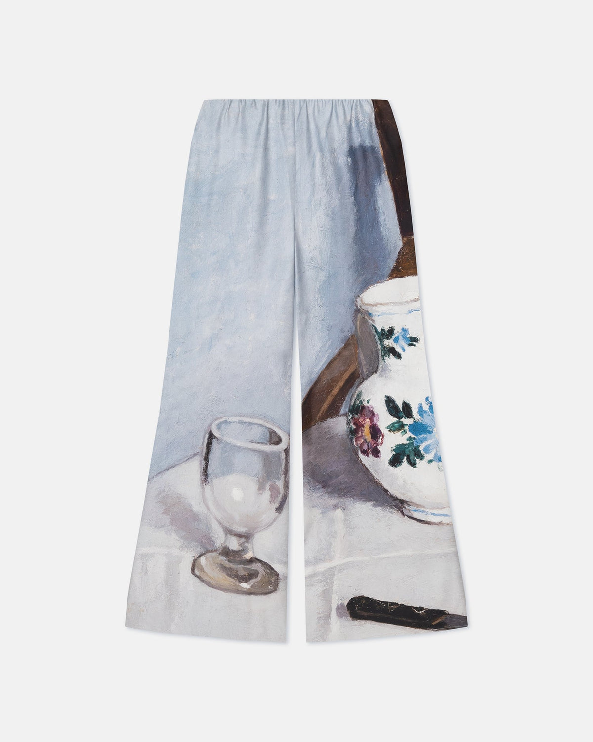 Milon Printed Flared Silk Twill Pants - Poppyseed Cake | Nanushka