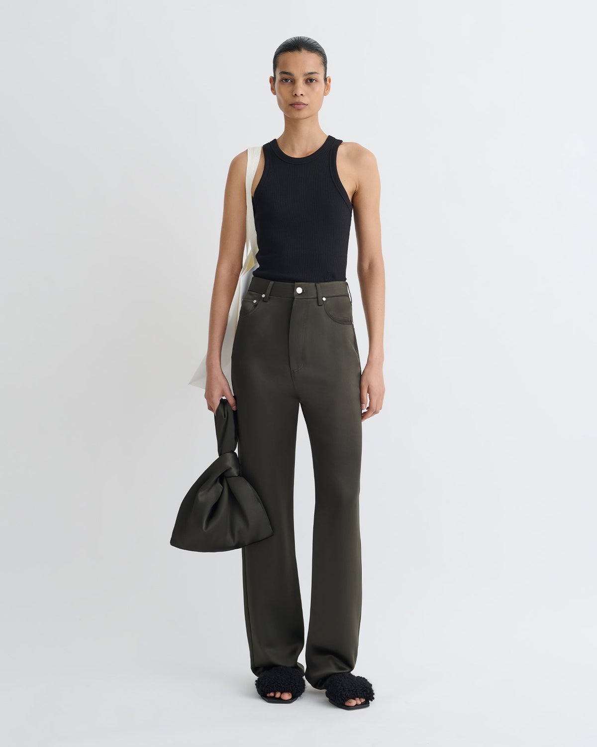 Tita Slip Satin Pants - Dark Green | Nanushka