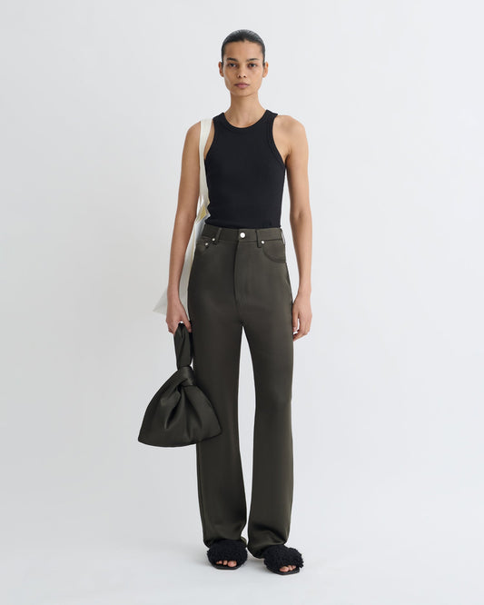 Tita Slip Satin Pants - Dark Green | Nanushka