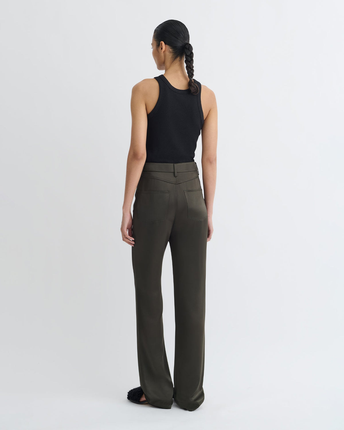 Tita Slip Satin Pants - Dark Green | Nanushka