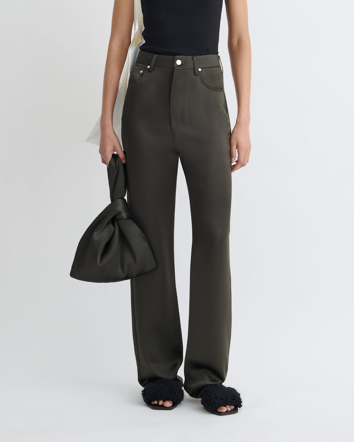 Tita Slip Satin Pants - Dark Green | Nanushka