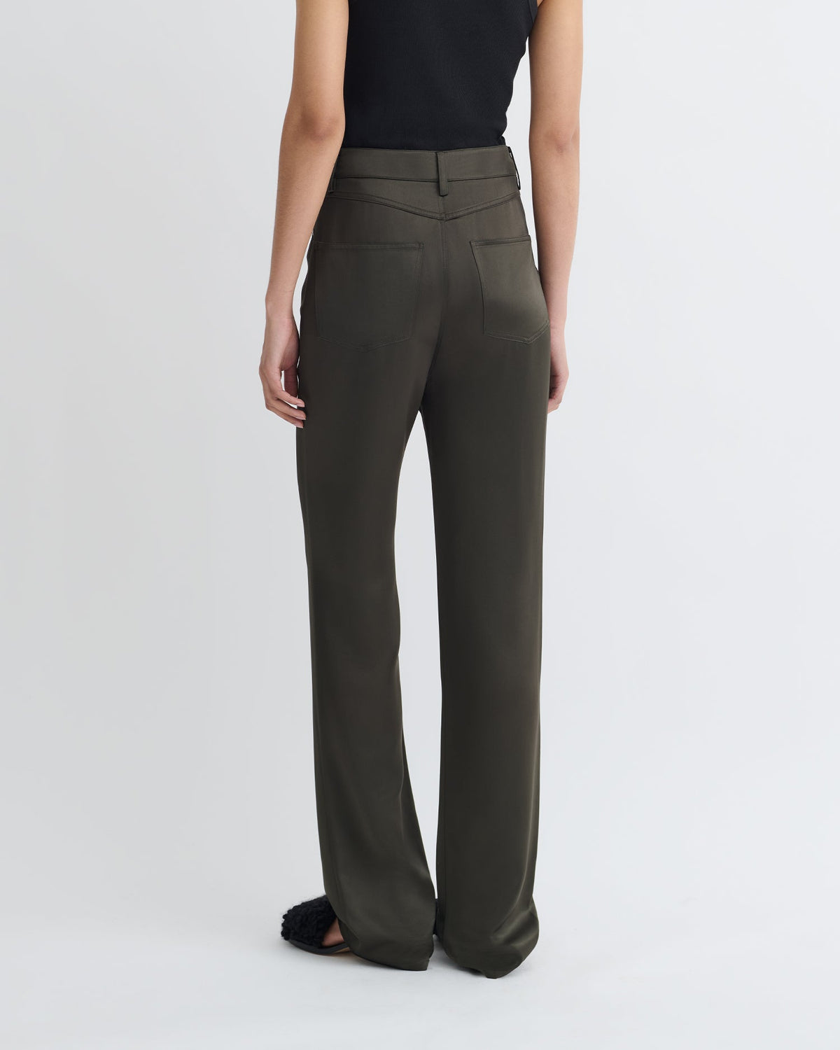 Tita Slip Satin Pants - Dark Green | Nanushka