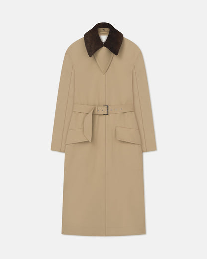 Talbot Bonded Trench/Faux Fur Coat - Beige/Brown | Nanushka