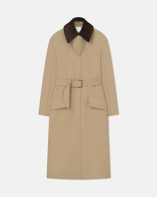 Talbot Bonded Trench/Faux Fur Coat - Beige/Brown | Nanushka