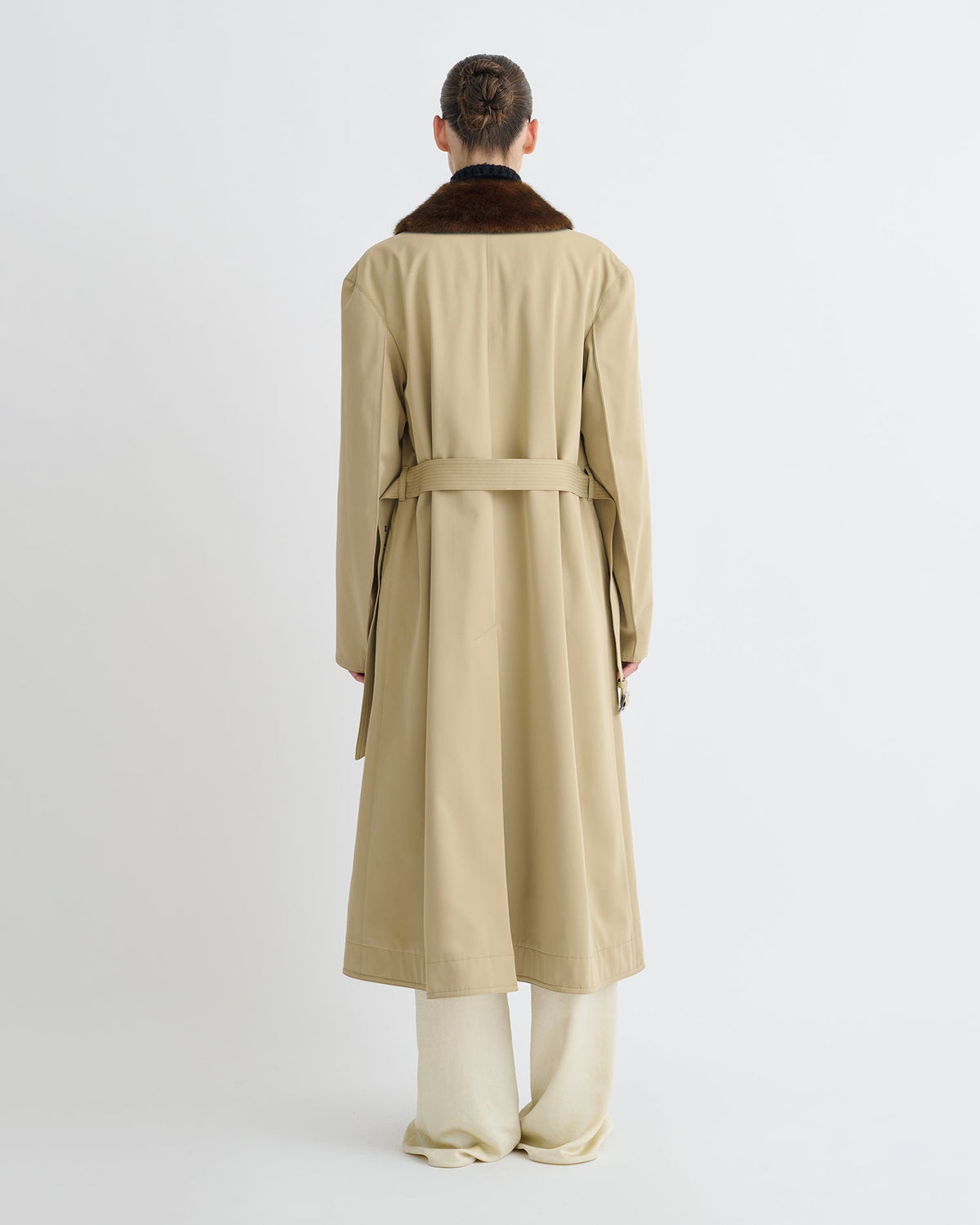 Talbot Bonded Trench/Faux Fur Coat - Beige/Brown | Nanushka