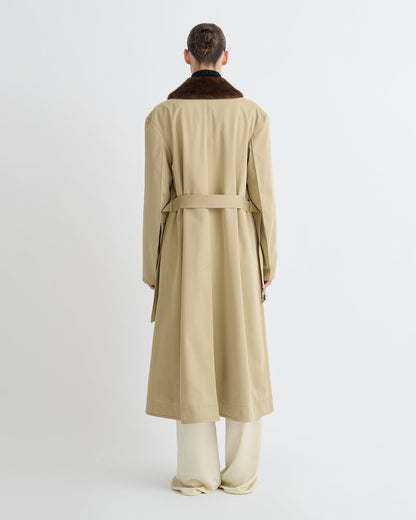 Talbot Bonded Trench/Faux Fur Coat - Beige/Brown | Nanushka