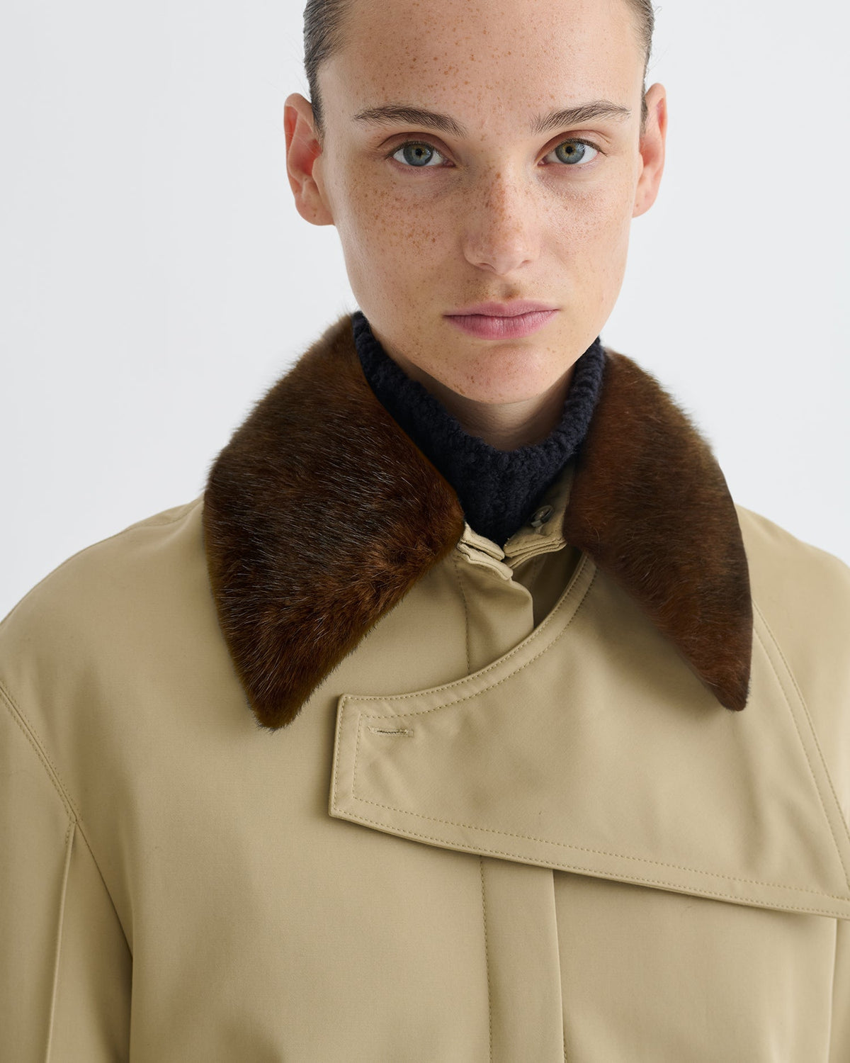 Talbot Bonded Trench/Faux Fur Coat - Beige/Brown | Nanushka
