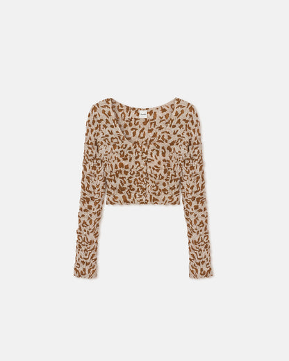 Jylan Seersucker Cotton Voile Top - Ocelot | Nanushka