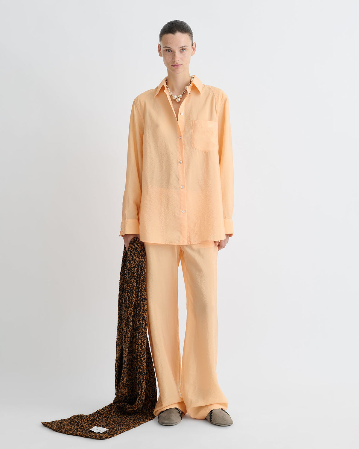 Arleen Crepe Organza Shirt - Apricot | Nanushka