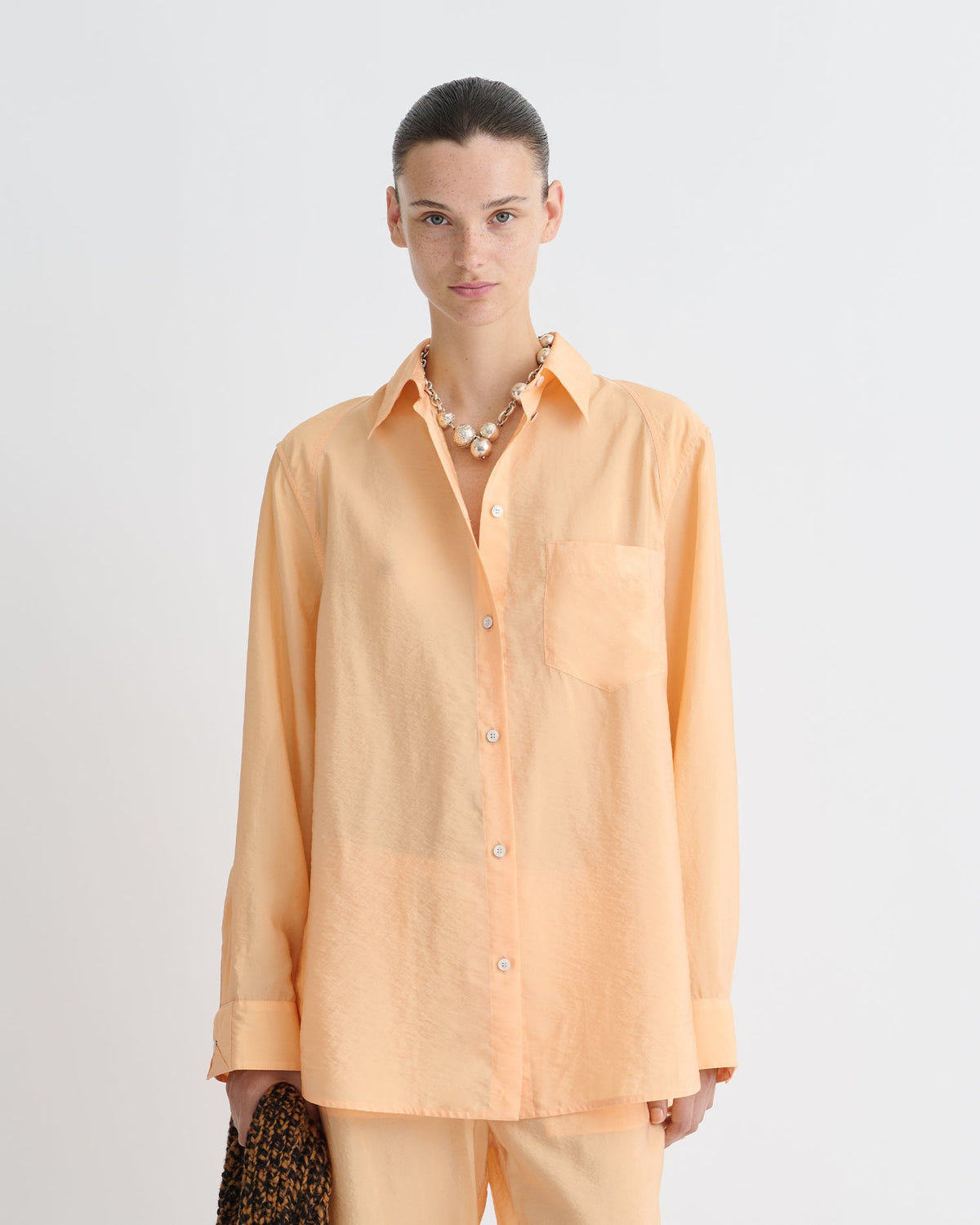 Arleen Crepe Organza Shirt - Apricot | Nanushka