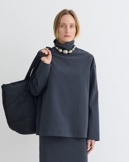 Sitara Paper Jersey Turtleneck Top - Dusty Blue | Nanushka