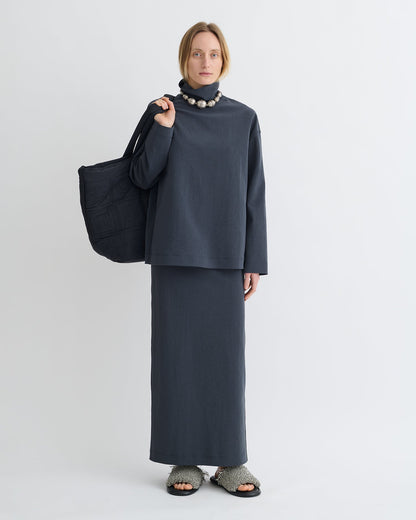 Sitara Paper Jersey Turtleneck Top - Dusty Blue | Nanushka