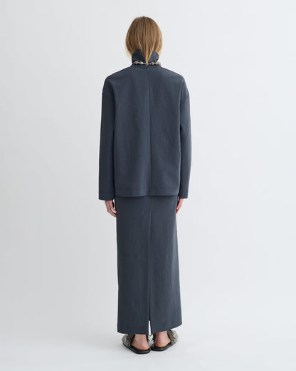 Sitara Paper Jersey Turtleneck Top - Dusty Blue | Nanushka
