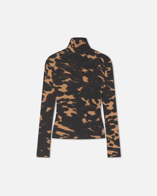 Nayeli Mesh Jersey Long Sleeved Top - Midnight Mocha Apricot | Nanushka
