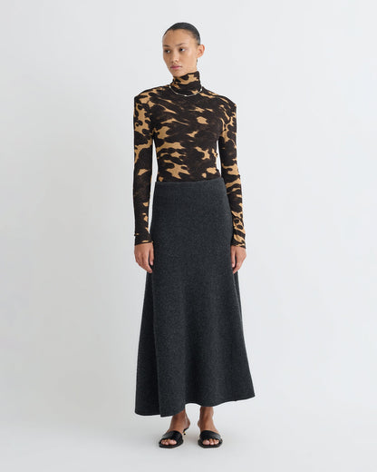 Nayeli Mesh Jersey Long Sleeved Top - Midnight Mocha Apricot | Nanushka