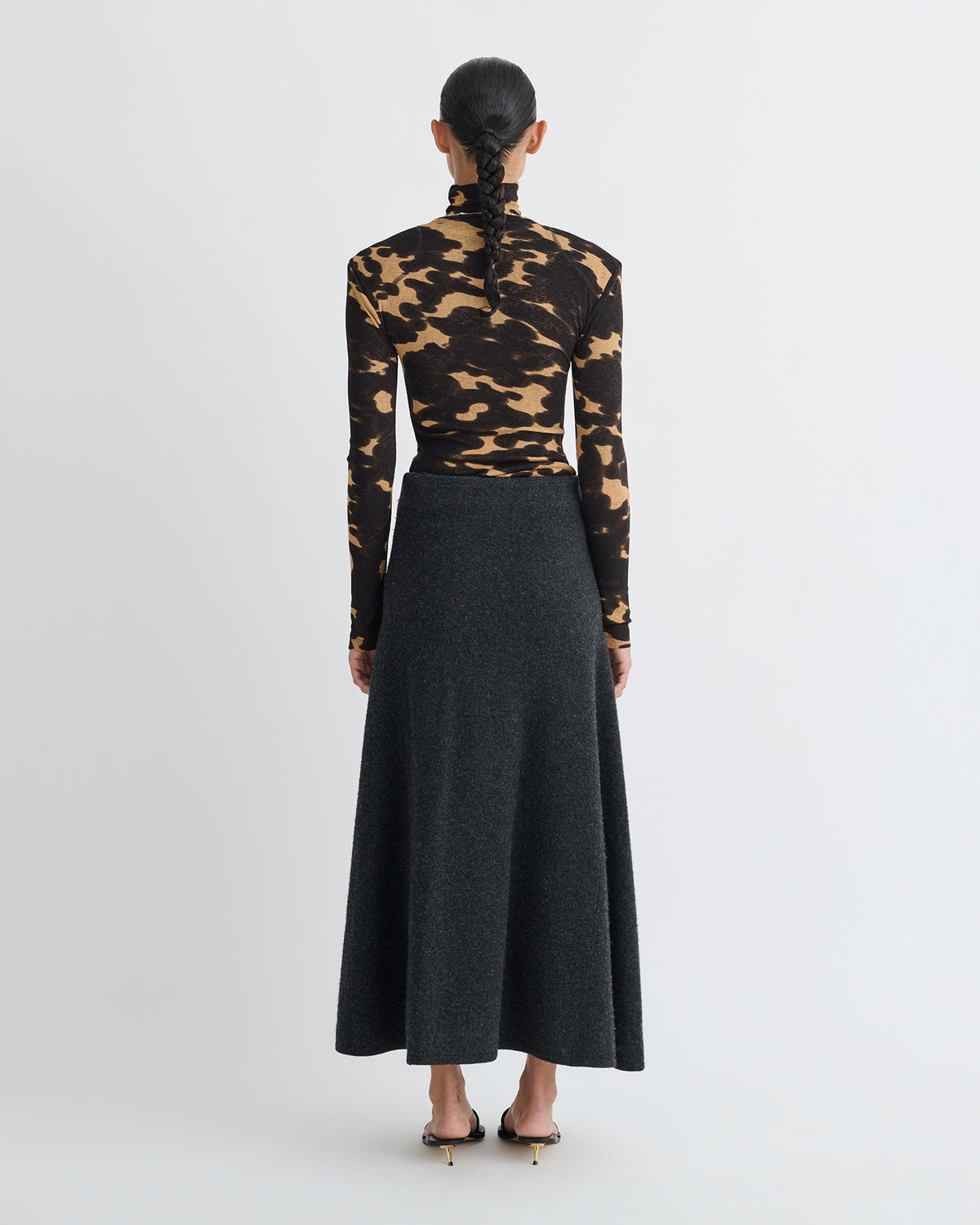 Nayeli Mesh Jersey Long Sleeved Top - Midnight Mocha Apricot | Nanushka
