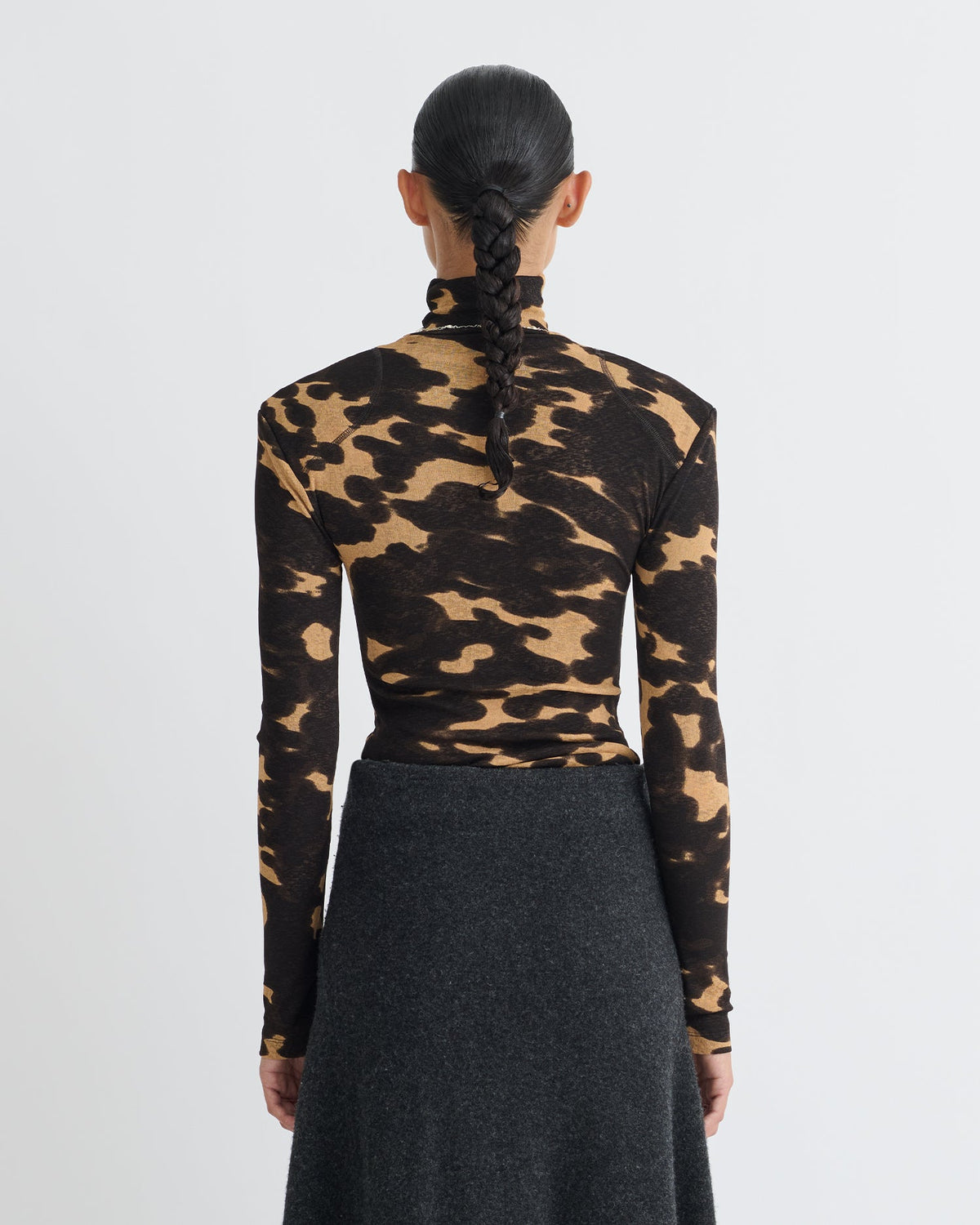 Nayeli Mesh Jersey Long Sleeved Top - Midnight Mocha Apricot | Nanushka