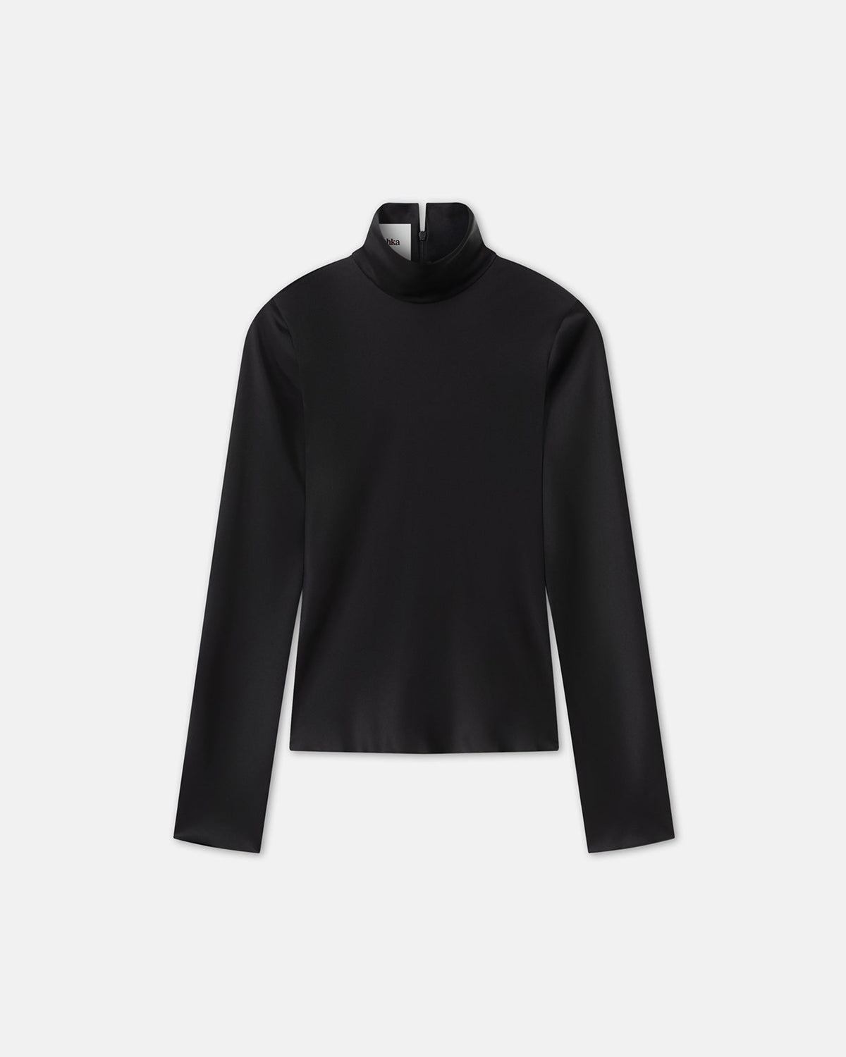 Eva Slip Satin Turtleneck Top - Black | Nanushka