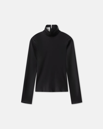 Eva Slip Satin Turtleneck Top - Black | Nanushka