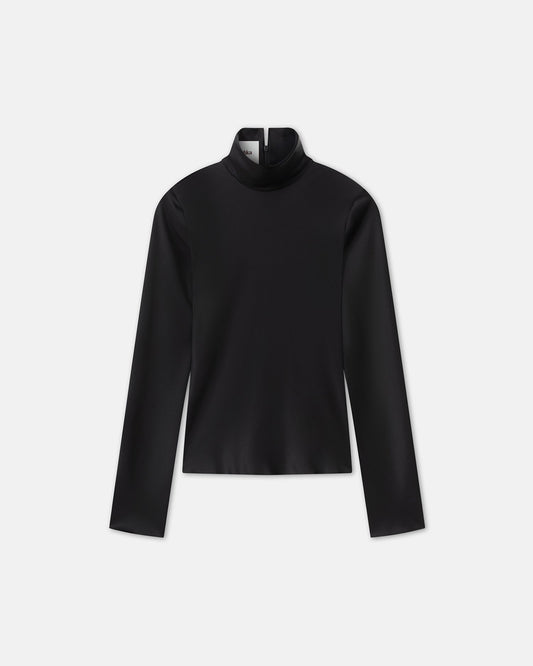 Eva Slip Satin Turtleneck Top - Black | Nanushka