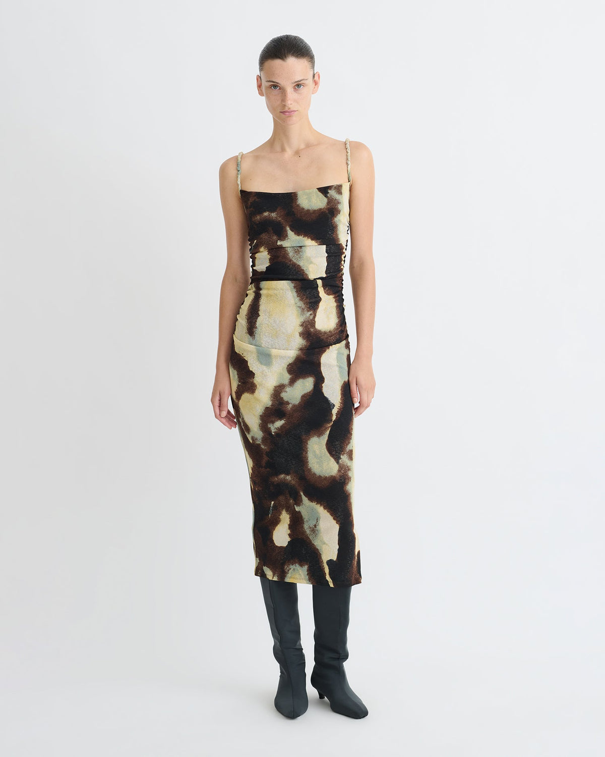 Alexa Mesh Jersey Dress - Watercolor Sage | Nanushka