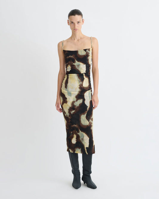 Alexa Mesh Jersey Dress - Watercolor Sage | Nanushka