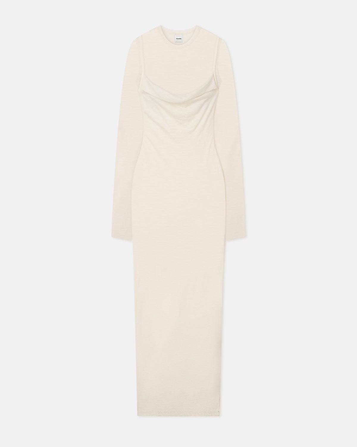 Linora Draped Wool Jersey Midi Dress - Creme | Nanushka
