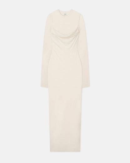 Linora Draped Wool Jersey Midi Dress - Creme | Nanushka