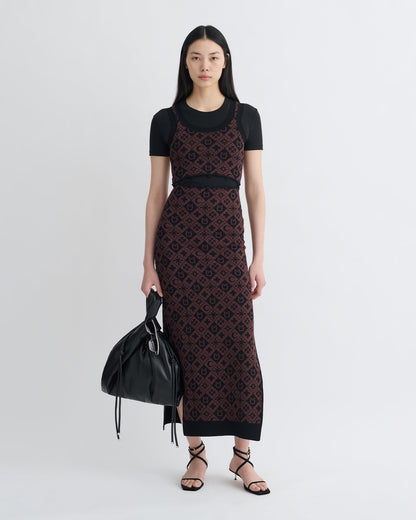 Maves Knitted Midi Dress - Symbol Tile Mahogany | Nanushka