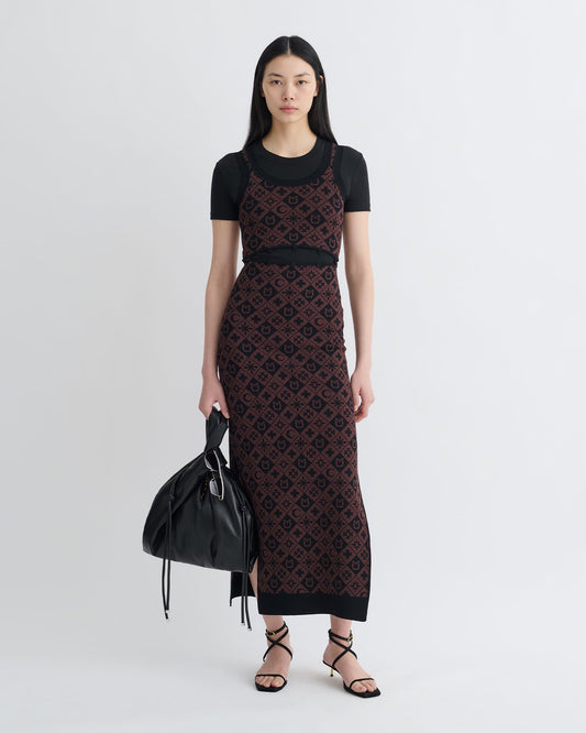 Maves Knitted Midi Dress - Symbol Tile Mahogany | Nanushka