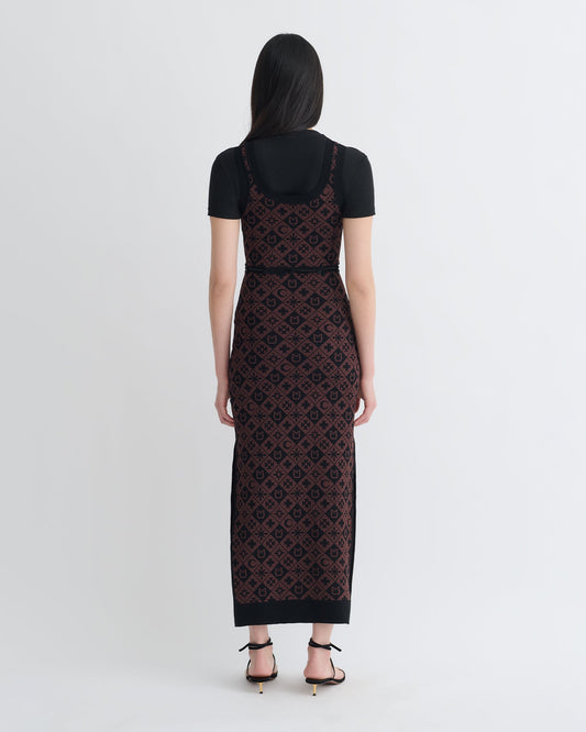Maves Knitted Midi Dress - Symbol Tile Mahogany | Nanushka