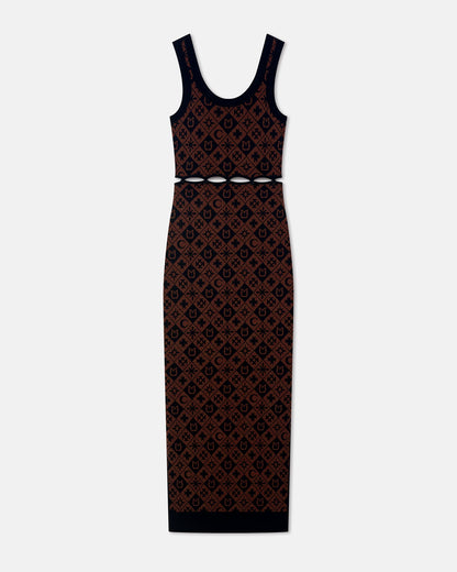 Maves Knitted Midi Dress - Symbol Tile Mahogany | Nanushka