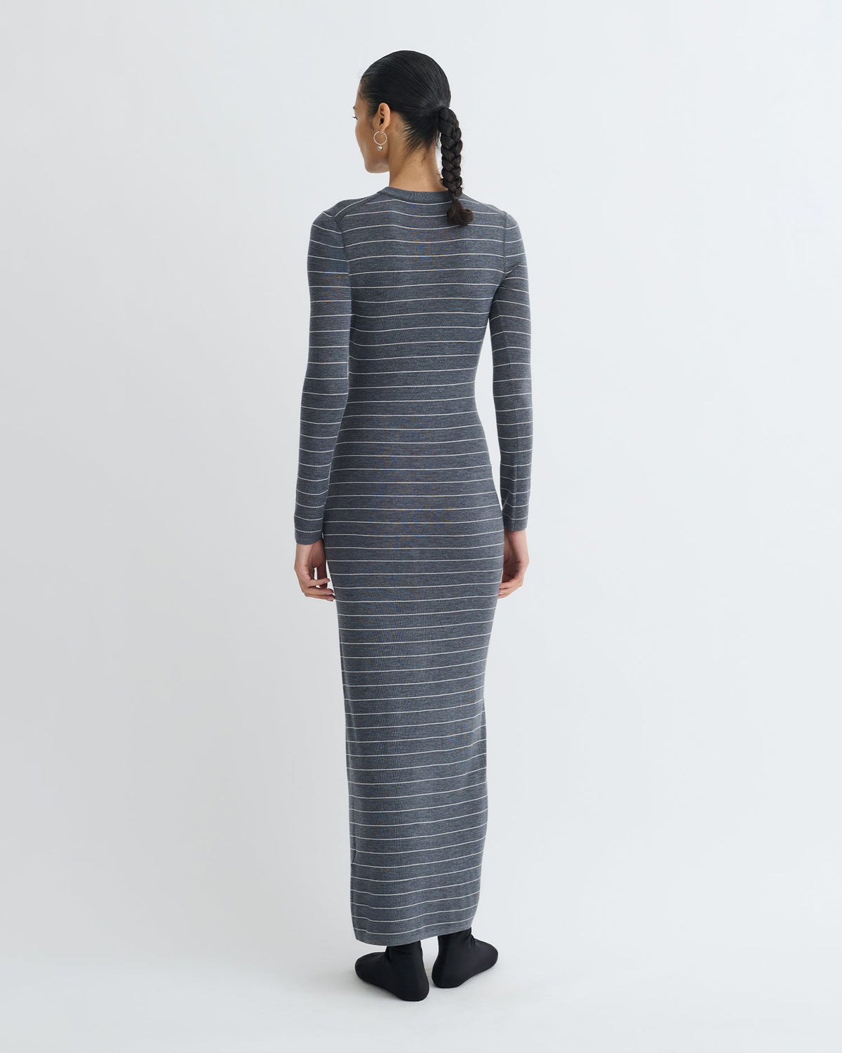 Dakoa Striped Terry Merino Maxi Dress - Grey Stripe | Nanushka