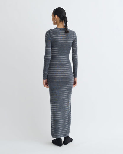 Dakoa Striped Terry Merino Maxi Dress - Grey Stripe | Nanushka