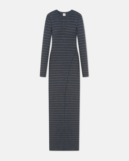 Dakoa Striped Terry Merino Maxi Dress - Grey Stripe | Nanushka