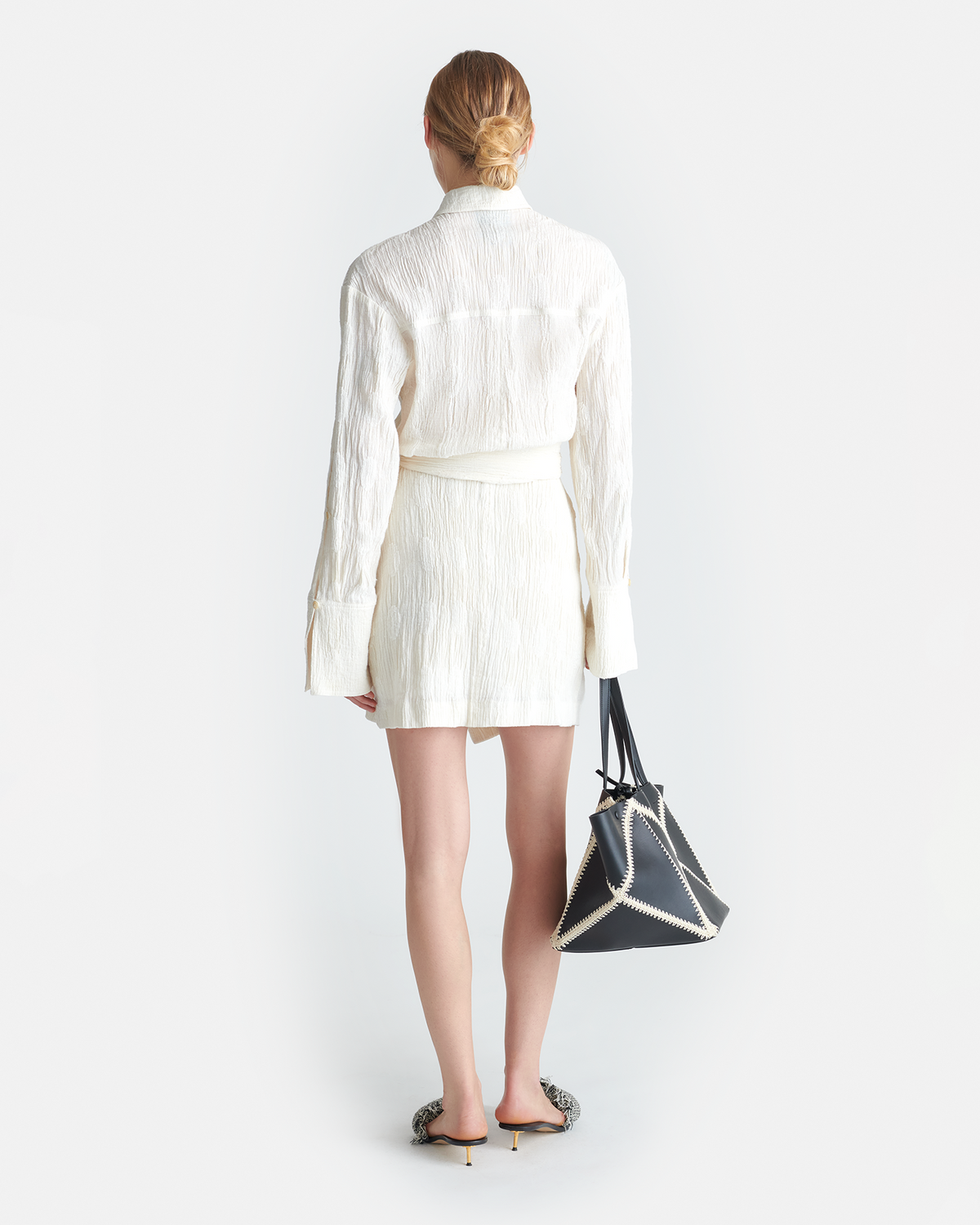 Yori Seersucker Gauze Shirt Dress - White | Nanushka