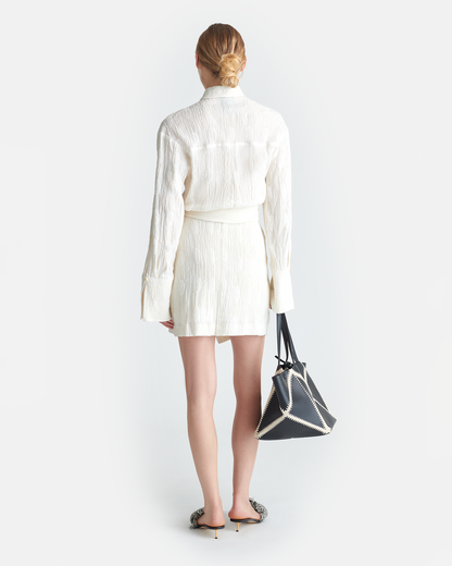 Yori Seersucker Gauze Shirt Dress - White | Nanushka