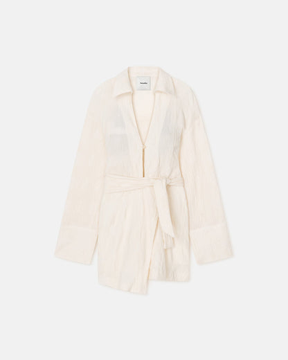 Yori Seersucker Gauze Shirt Dress - White | Nanushka