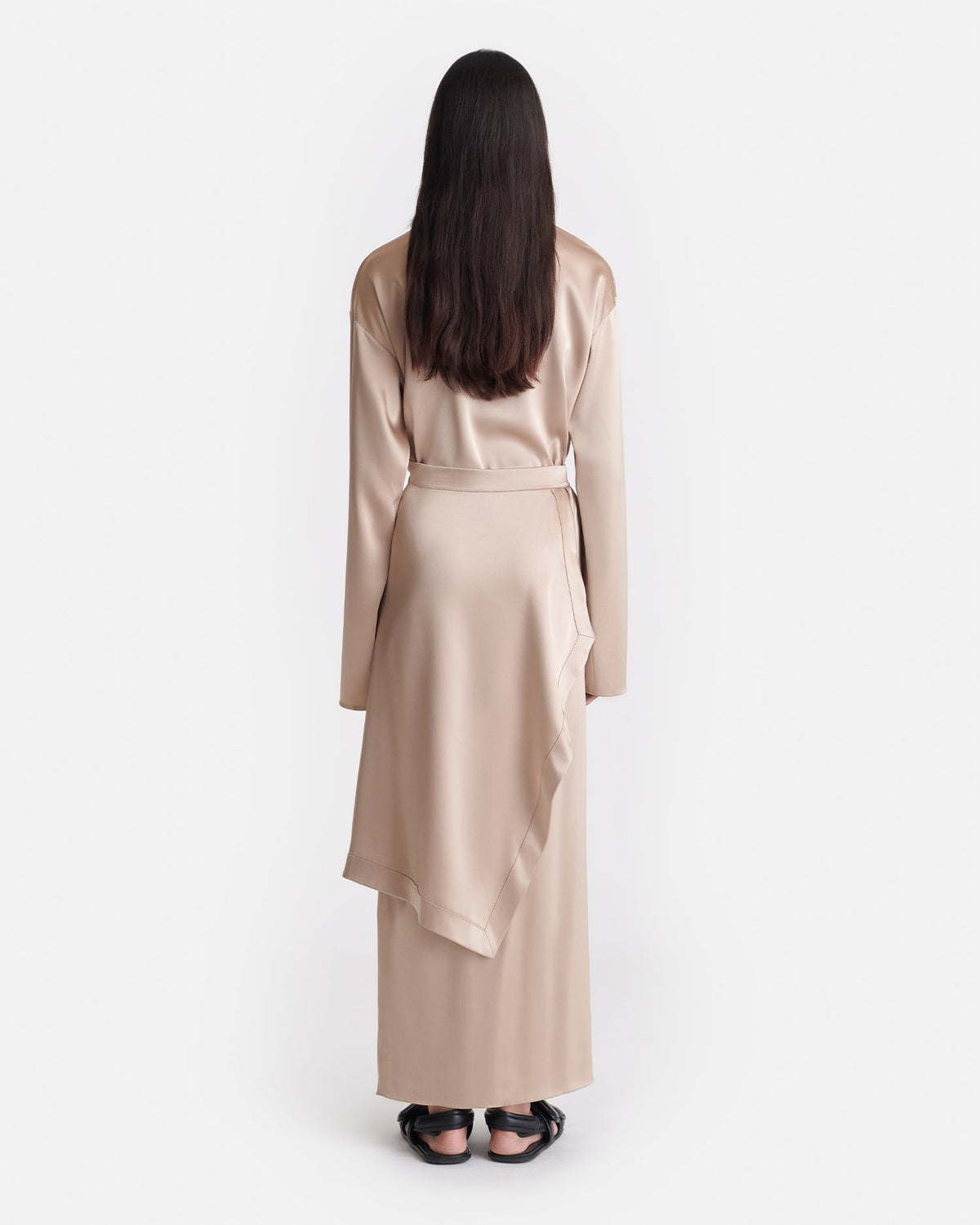 Colter Draped Slip Satin Midi Dress - Dune | Nanushka