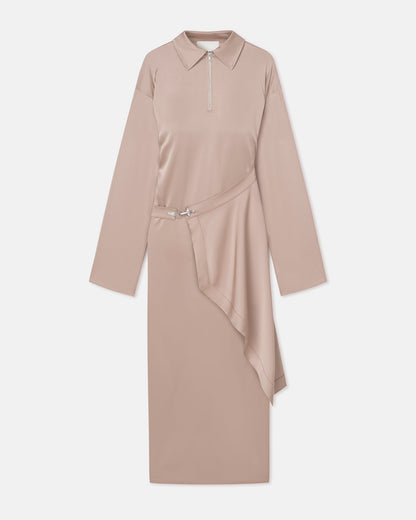 Colter Draped Slip Satin Midi Dress - Dune | Nanushka