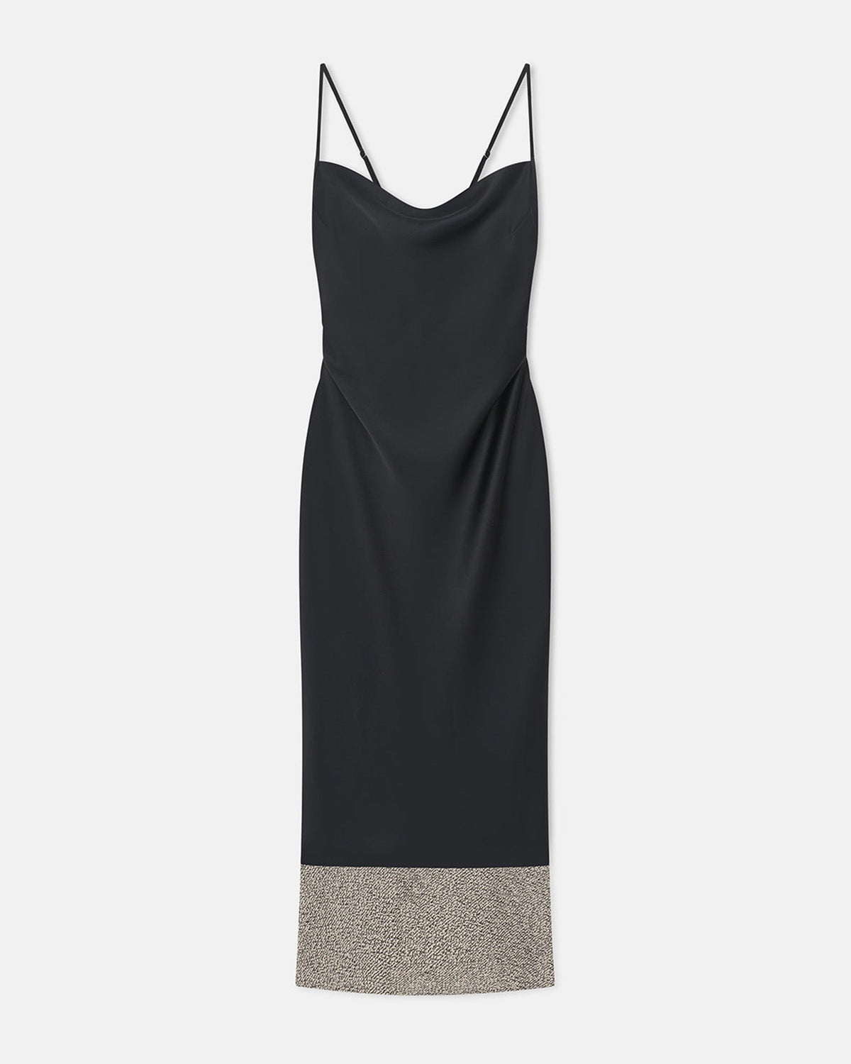 Ineke Slip Satin and Loopback Cotton Dress - Black/Mouline | Nanushka